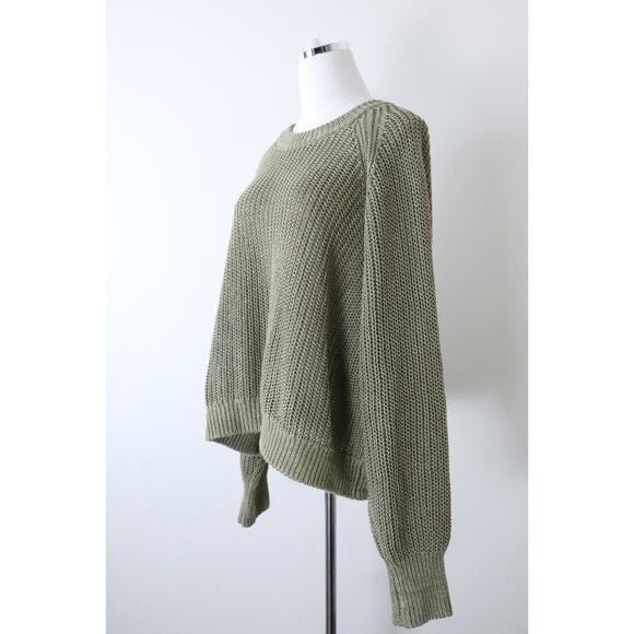 Apiece Apart Size XL Tara Linen Knit Sweater Raglan Sleeve Pullover Green - Picture 4 of 12
